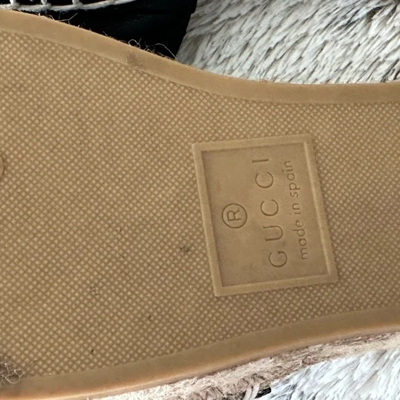 Black Leather Slides with Gold Logo - Picture 8 of 8